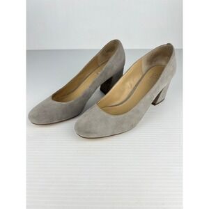 Franco Sarto Sidney Grey Suede Block Heel Round Toe Pumps Womens 8.5M